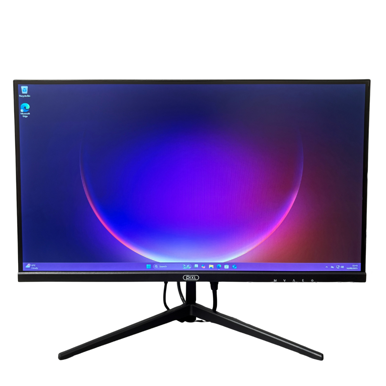 Computer monitor with a blue and purple gradient on a white background