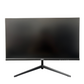 Black computer monitor with a stand on a white background