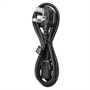 1.8m Black Kettle Lead 3-Pin Power Plug Replacement for Dell, HP, PC, Monitor