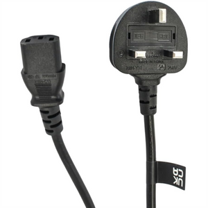 1.8m Black Kettle Lead 3-Pin Power Plug Replacement for Dell, HP, PC, Monitor