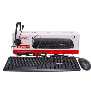 Jedel G‑S11 3‑in‑1 Office Kit - USB Keyboard, Optical Mouse & Headset with Boom Mic